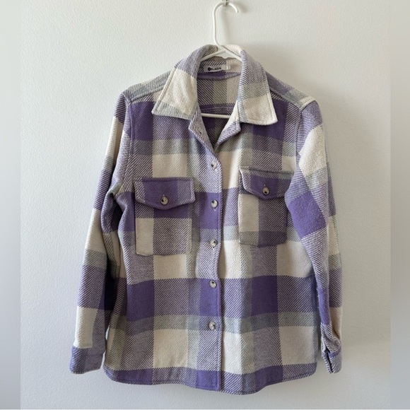 Plaid Women's Jacket in Purple and White - Picture 6 of 10